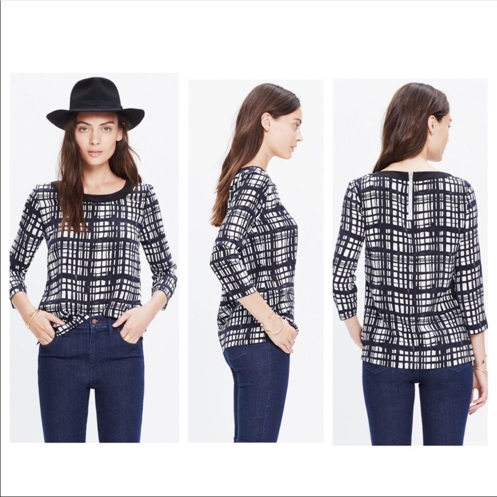 Madewell Silk Retrospect Top In Brushstroke Plaid small